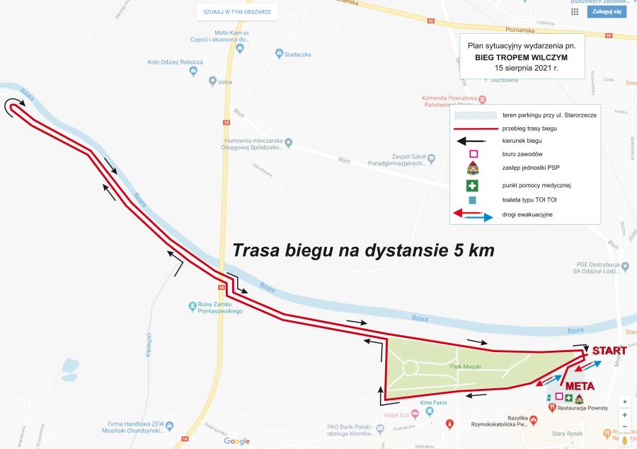 mapa trasy biegu na 5 km