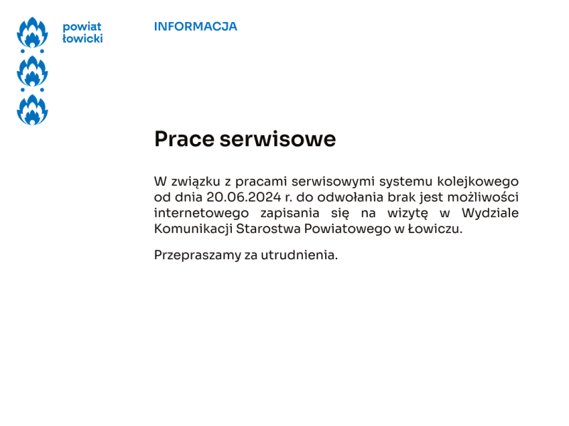 informacja prace serwisowe